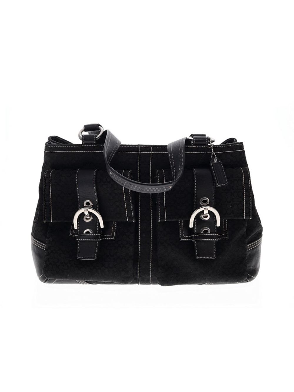 Coach Black Shoulder Bag with Silver-Tone Buckle Accents